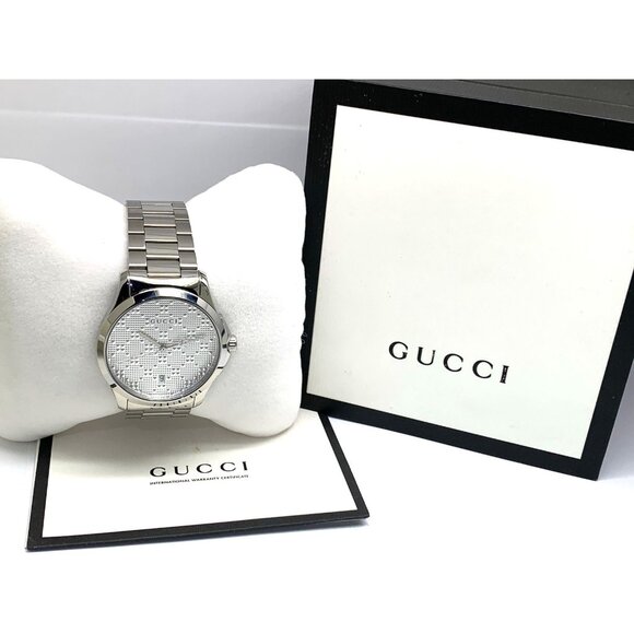 Gucci Men's Watch YA126459 G-Timeless Swiss Quartz Silver Dial Steel 38mm - Picture 3 of 14